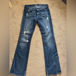 Distressed Bootcut 7 for all Mankind Blue Jeans